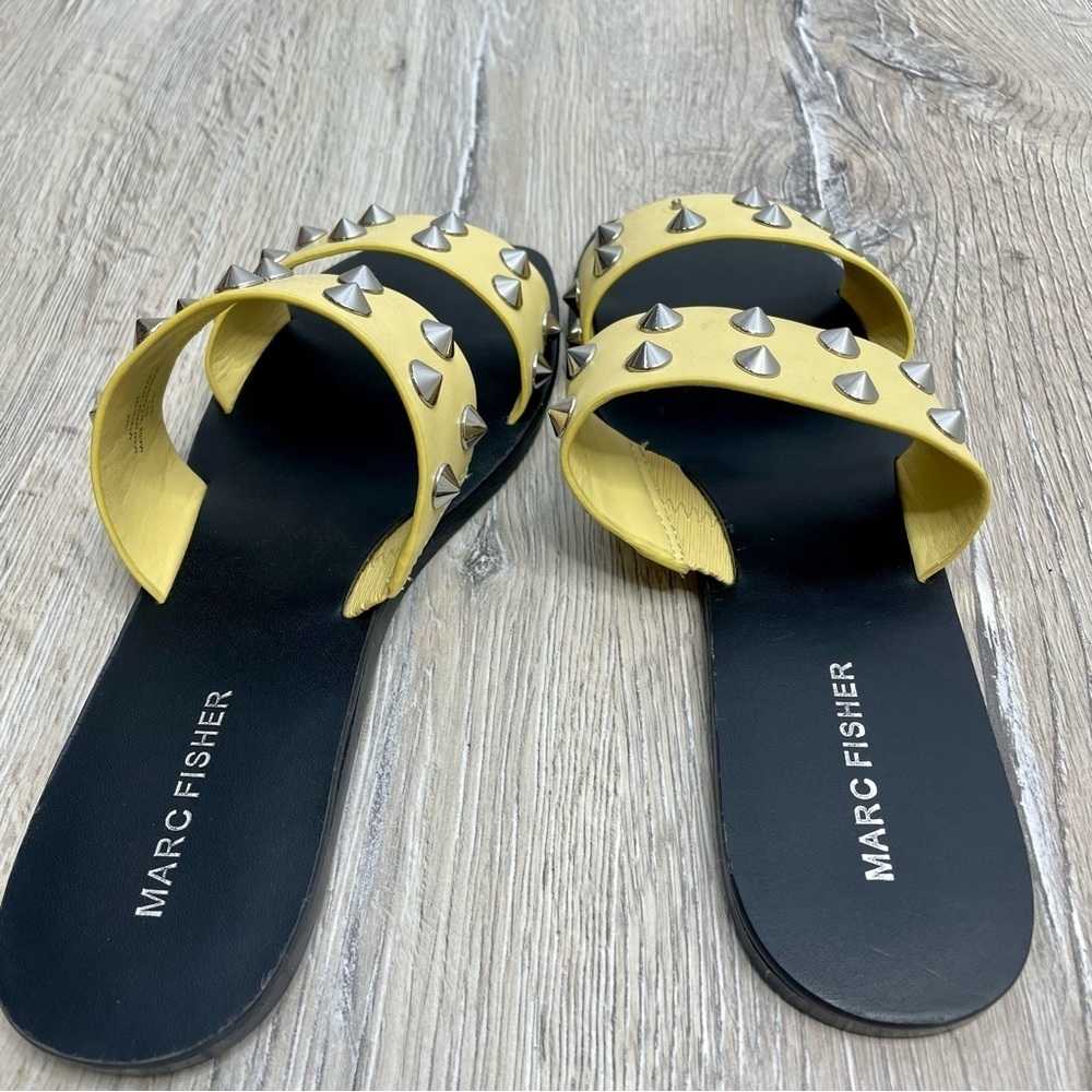 Marc Fisher Studded Flat Sandals in Yellow - Picture 4 of 10